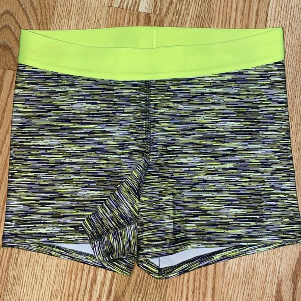 Black, White, and Green Spandex Athletic Shorts